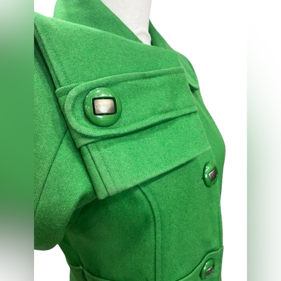 Tulle Wool Peacoat Trench Coat Green Size Medium - Picture 8 of 12